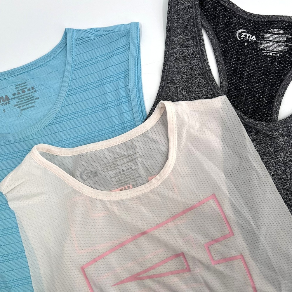 ZYIA ACTIVE Women's Sz Small LOT OF 3 Athletic Yoga Workout Sleeveless Tank Tops